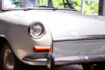 Fototapeta premium close up front view classic headlights of old fashion vintage car .
