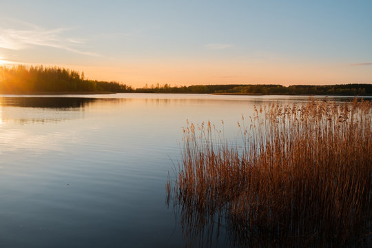 beautiful sunset on the lake