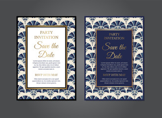 Blue Oldschool Art Deco Invitation Design