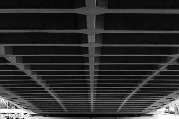Detail of bridge in Southern Oregon in black and white