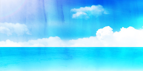海　水彩　夏　背景