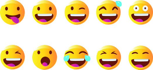 Set of Emoticons. Set of Emoji. Isolated vector illustration on white background