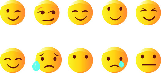 Set of Emoticons. Set of Emoji. Isolated vector illustration on white background