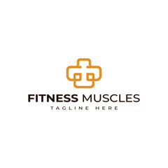 Fototapeta premium Modern Logo Design Professional of Fitness, Gym or Muscular, Thick Hand Vector Line 