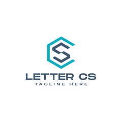 Modern Technology Logo Design Template, Initials Letter CS or SC in Hexagonal