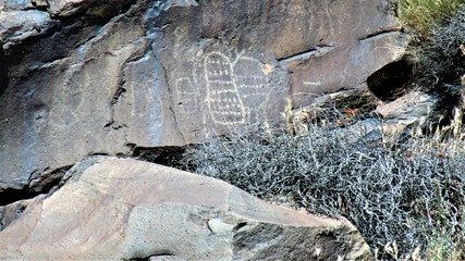 Petroglyphs seen in a canyon where native indians once lived