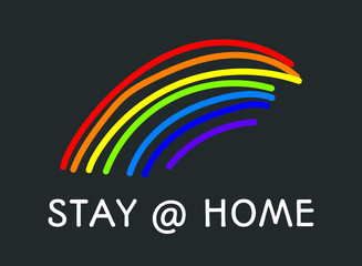 Stay at home rainbow vector coronavirus