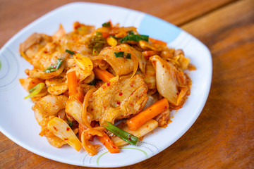 stir fried streaky pork with kimchi