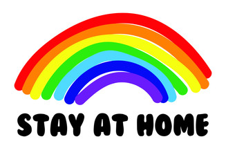 Stay at home rainbow vector coronavirus