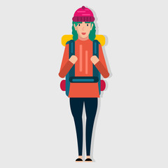 woman traveller smiling vector illustration 