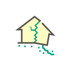Collapsed house vector icon design.
