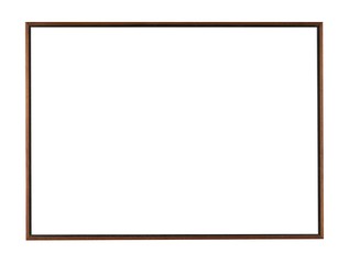 Thin wooden vintage frame for a photo on white background