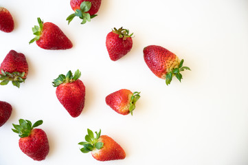 Fresh and Juicy strawberries, Red, Green and White