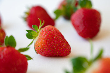 Fresh and Juicy strawberries, Red, Green and White