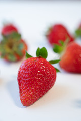 Fresh and Juicy strawberries, Red, Green and White