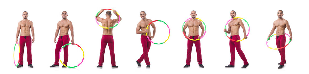 Man doing excecises with hula hoop - Powered by Adobe