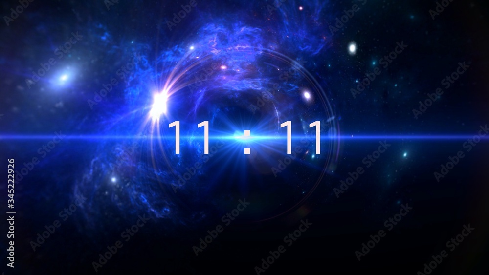 Canvas Prints inscription number 11: 11 on the galaxy background. numbers are the universal language offered by th