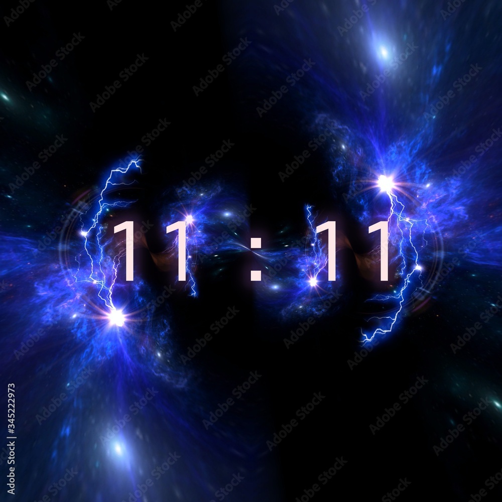 Canvas Prints inscription number 11: 11 on the galaxy background. numbers are the universal language offered by th