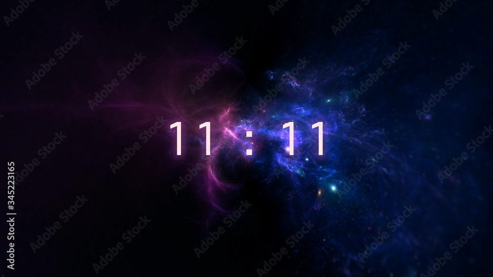 Canvas Prints inscription number 11: 11 on the galaxy background. numbers are the universal language offered by th
