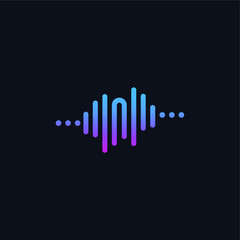 Fototapeta na wymiar N with Pulse music player element. Logo template electronic music, equalizer, store, dj, nightclub, disco. Audio wave logo vector.