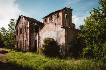 Old sawmill and distillery of Ekai, in Navarra. Factories and buildings currently abandoned