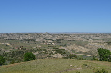 Fototapeta na wymiar Late Spring in the North Dakota Badlands: Looking North Across the South Unit of Theodore Roosevelt National Park From the Top of Buck Hill