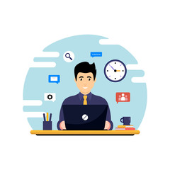 Flat Design Office Workers Illustration