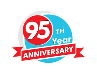 95 years anniversary logotype. Celebration 95th anniversary celebration design