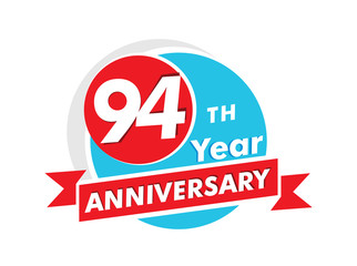 94 years anniversary logotype. Celebration 94th anniversary celebration design