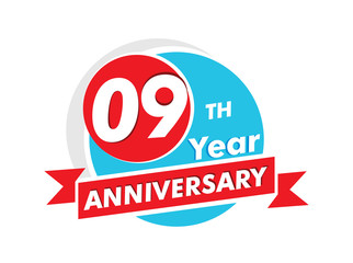 09 years anniversary logotype. Celebration 09th anniversary celebration design