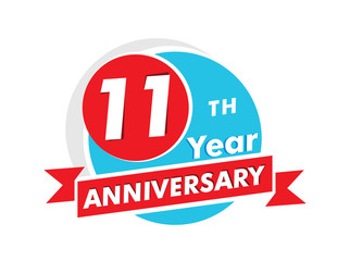 11 years anniversary logotype. Celebration 11th anniversary celebration design