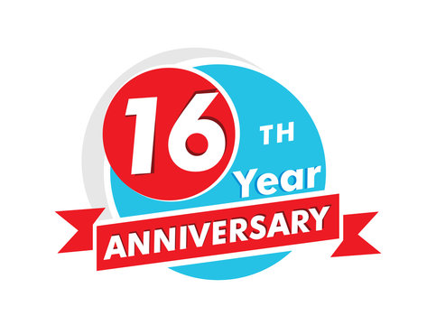 16 years anniversary logotype. Celebration 16th anniversary celebration design