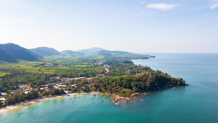 Aerial from drone, Landscape of Klong Dao Beach at Lan ta island south of Thailand