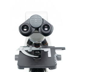 closed up of microscope isolated on white background,