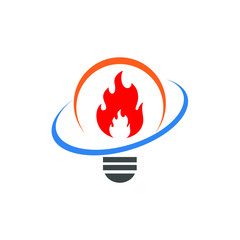 Bulb lamp and fire logo design