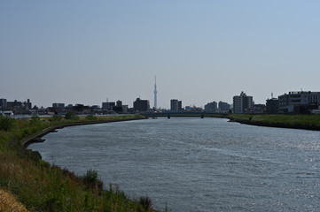 東京の川のある景色