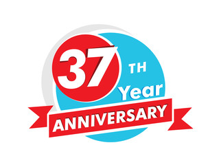 37 years anniversary logotype. Celebration 37th anniversary celebration design