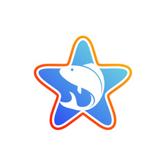 Fish silhouette in star logo design
