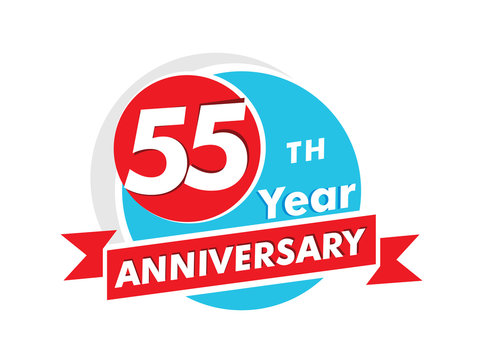 55 years anniversary logotype. Celebration 55th anniversary celebration design
