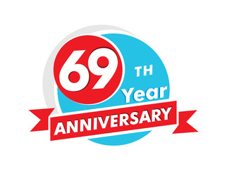 69 years anniversary logotype. Celebration 69th anniversary celebration design