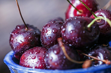 Sweet cherry berries close-up