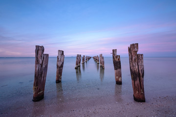 Remains of an old jetty at Clifton Springs, Victoria, Australia