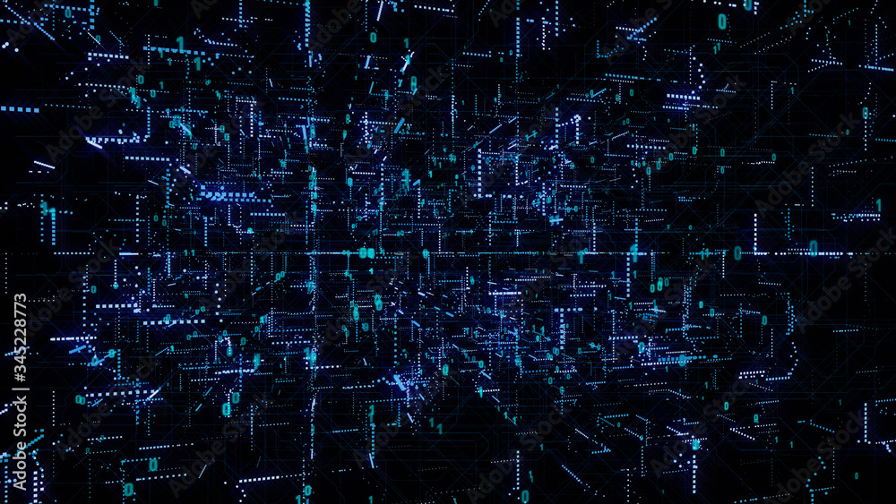 Aufkleber Abstract Futuristic Big Data Dot Structure Background Technology. Complex Data Graphic Visulization In Global Communication Network Illustration.