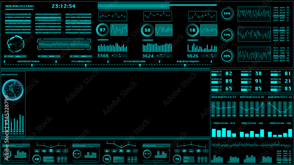 Poster HUD Futuristic Element Statistics Data Reality Technology Screen Display.
