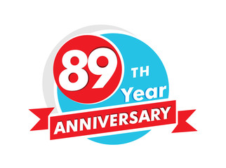 89 years anniversary logotype. Celebration 89th anniversary celebration design