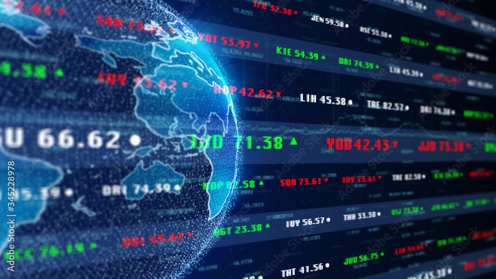 Poster stock market business world financial exchange trade chart dashboard monitoring 3d rendering in pers