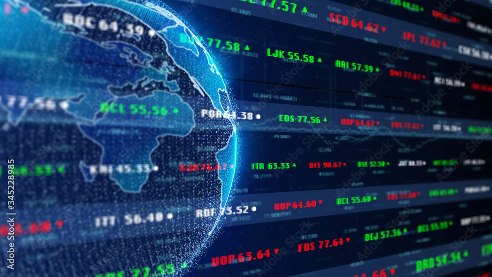 Poster stock market business world financial exchange trade chart dashboard monitoring 3d rendering in pers