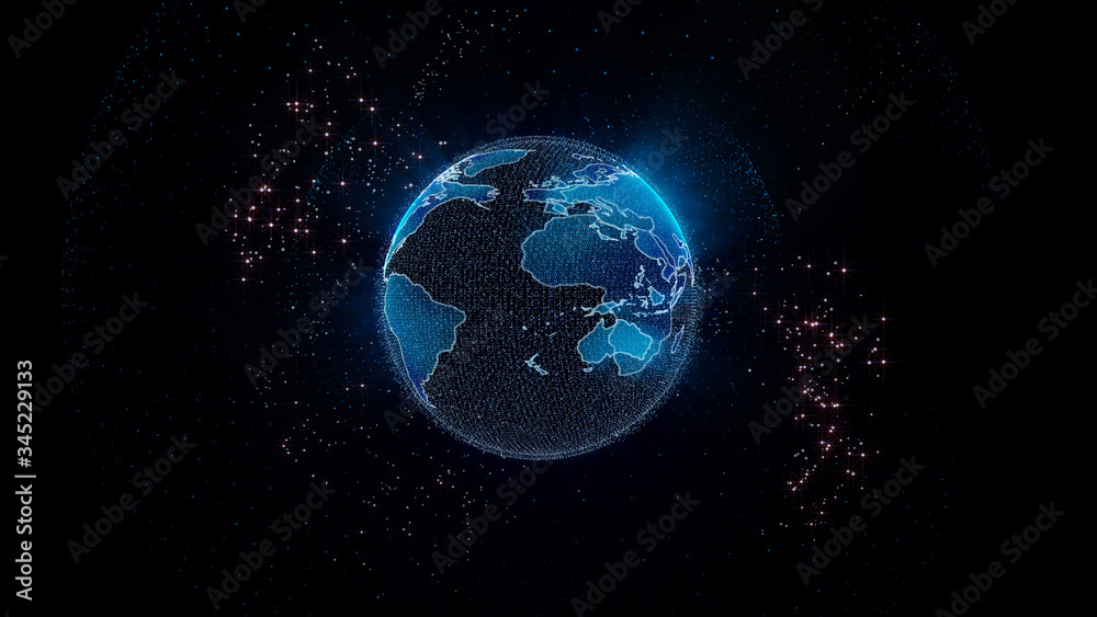 Aufkleber world map planet 3d rendering element futuristic illustration.