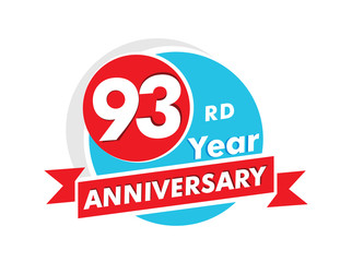 93 years anniversary logotype. Celebration 93rd anniversary celebration design