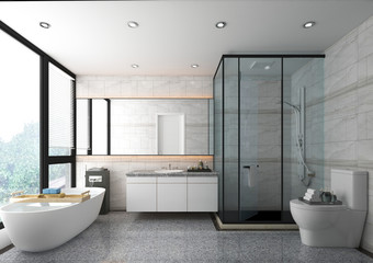 Naklejka na ściany i meble 3D rendering of a Bathroom interior